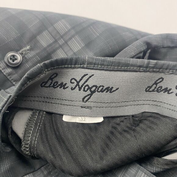 Ben Hogan Performance Golf Shorts Gray Plaid Size 32 100% Polyester 10” Inseam - Picture 5 of 7
